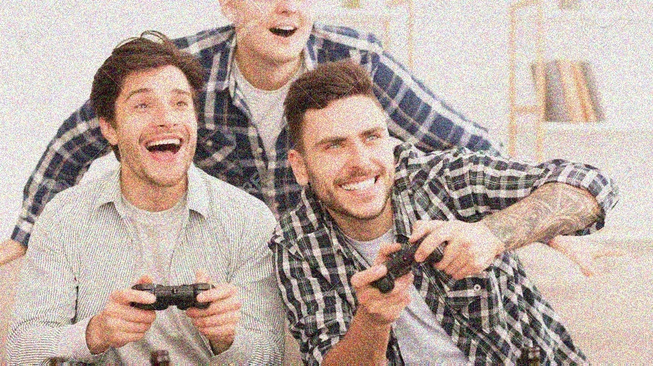 friendly gamers playing together